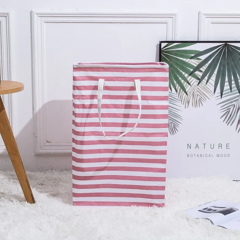 Le panier Rayure — Rayures roses et blanches